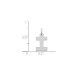 14k White Gold Letter I Pendant, Polished Block Initial Charm for Women and Men