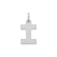 14k White Gold Letter I Pendant, Polished Block Initial Charm for Women and Men