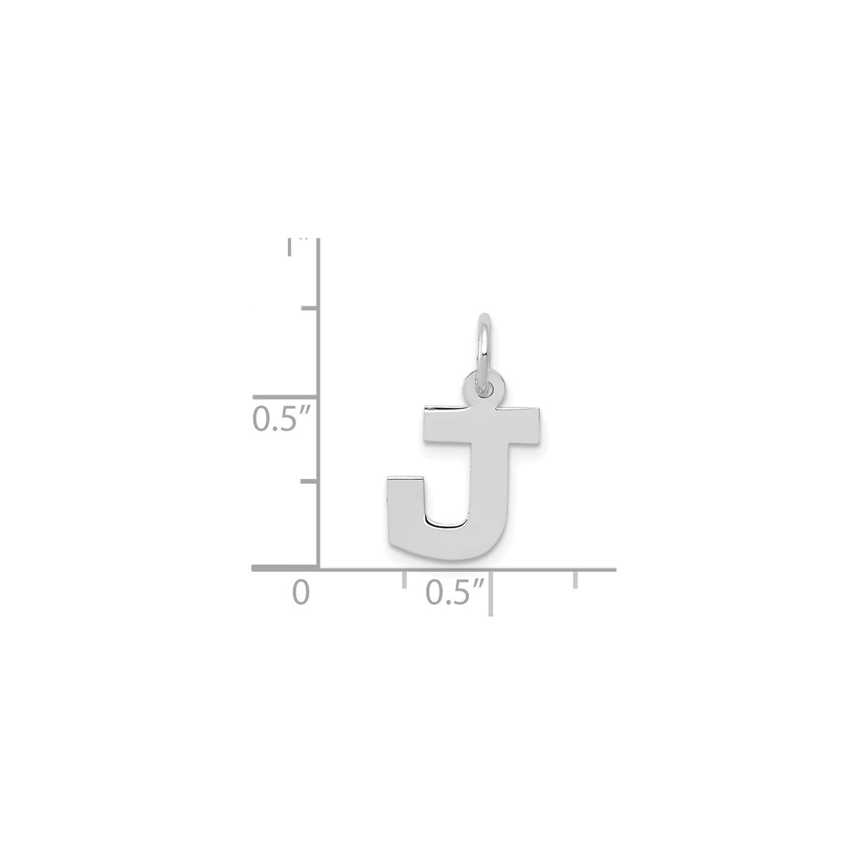 14k White Gold Initial Pendant Charm, Polished Block Letter J, Minimalist Monogram Style