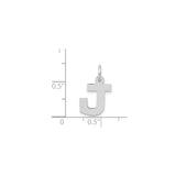 14k White Gold Initial Pendant Charm, Polished Block Letter J, Minimalist Monogram Style