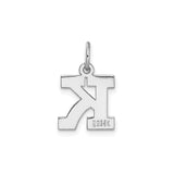 14k White Gold Initial K Pendant Charm, Bold Serif Letter, Polished Finish, Unisex Jewelry