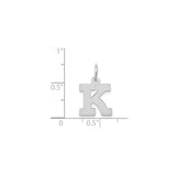 14k White Gold Initial K Pendant Charm, Bold Serif Letter, Polished Finish, Unisex Jewelry