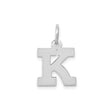 14k White Gold Initial K Pendant Charm, Bold Serif Letter, Polished Finish, Unisex Jewelry
