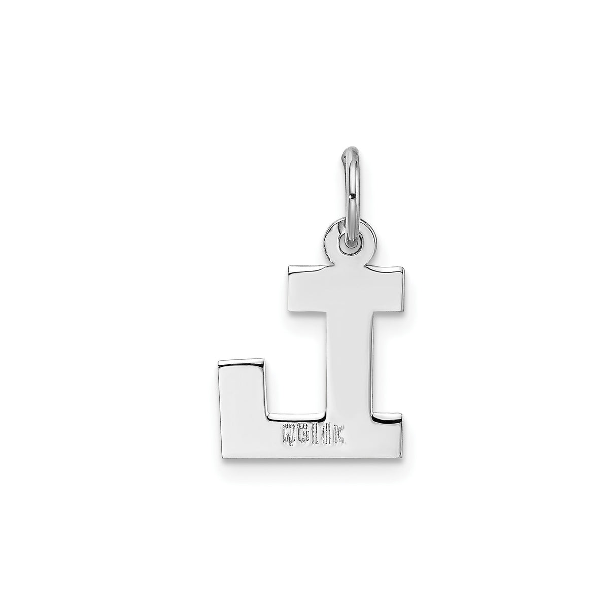 14k White Gold Initial L Pendant, Polished Block Letter Charm for Women or Unisex Wear