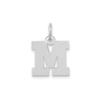 14k White Gold Letter M Pendant Charm with Polished Finish, Block Initial Design for Women