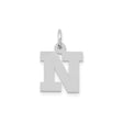 14k White Gold Letter N Pendant Charm, Bold Block Initial Jewelry for Women or Unisex Wear
