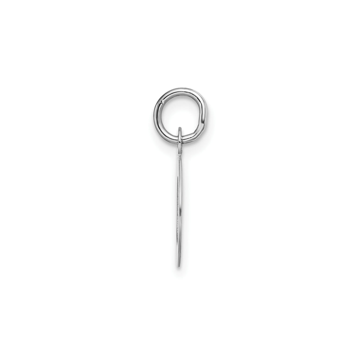 14k White Gold Initial O Pendant Charm, Polished Block Letter Design for Necklace or Bracelet