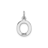 14k White Gold Initial O Pendant Charm, Polished Block Letter Design for Necklace or Bracelet
