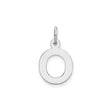 14k White Gold Initial O Pendant Charm, Polished Block Letter Design for Necklace or Bracelet