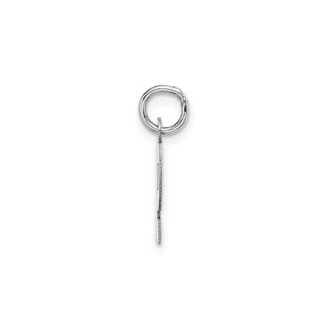 14k White Gold Initial P Pendant, Polished Block Letter Charm with Simple Bail