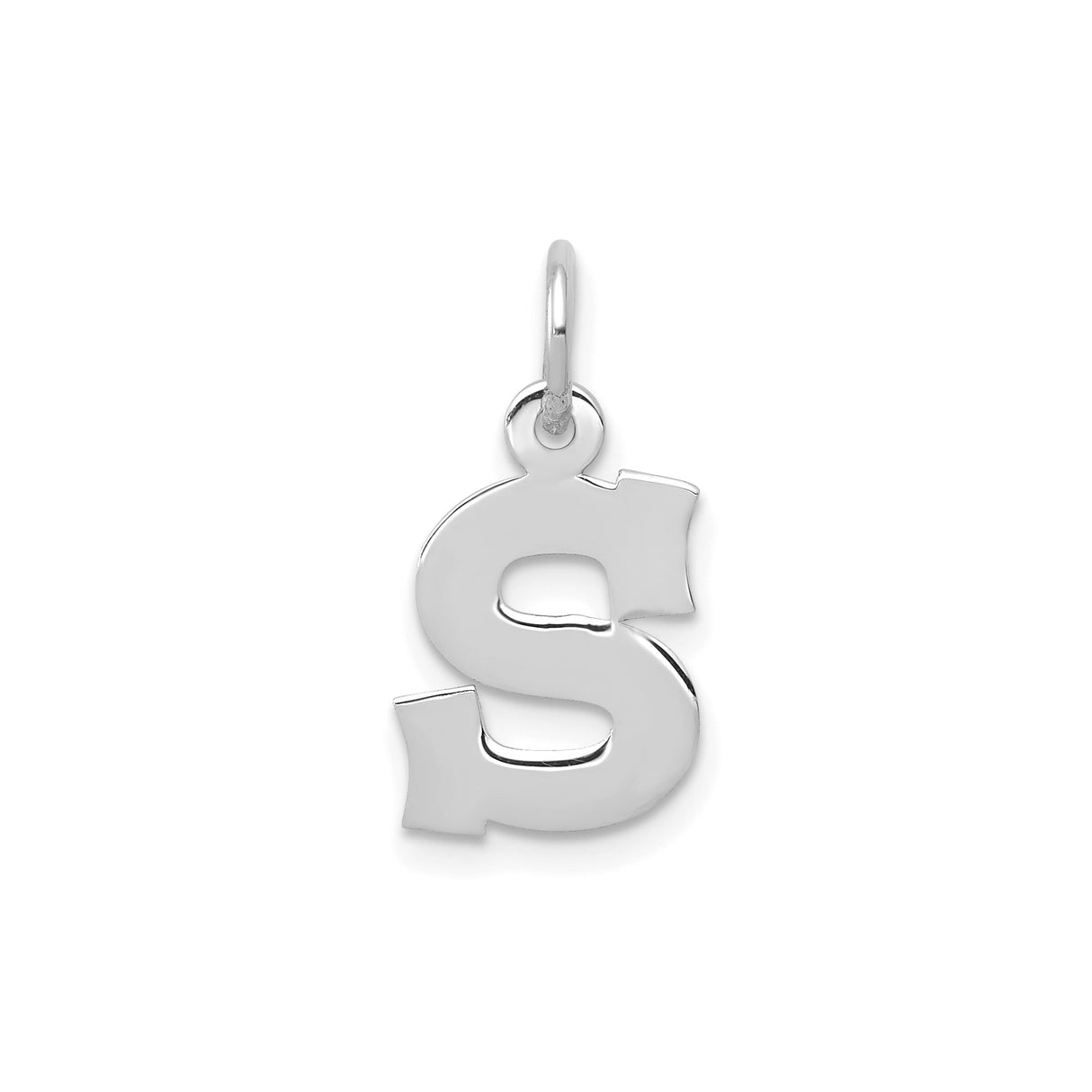 14k White Gold Dollar Sign Pendant, Polished Money Charm Symbolizing Wealth and Success