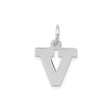 14k White Gold Pendant Charm with Block Letter V and Arrow Cutout Design