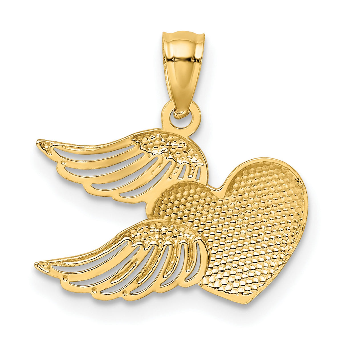 Heart with Wings Charm Pendant in Real 14k Multi-Tone Gold