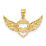 14k Multi-Tone Gold Angel Heart Pendant with Interlocking Hearts and Wings