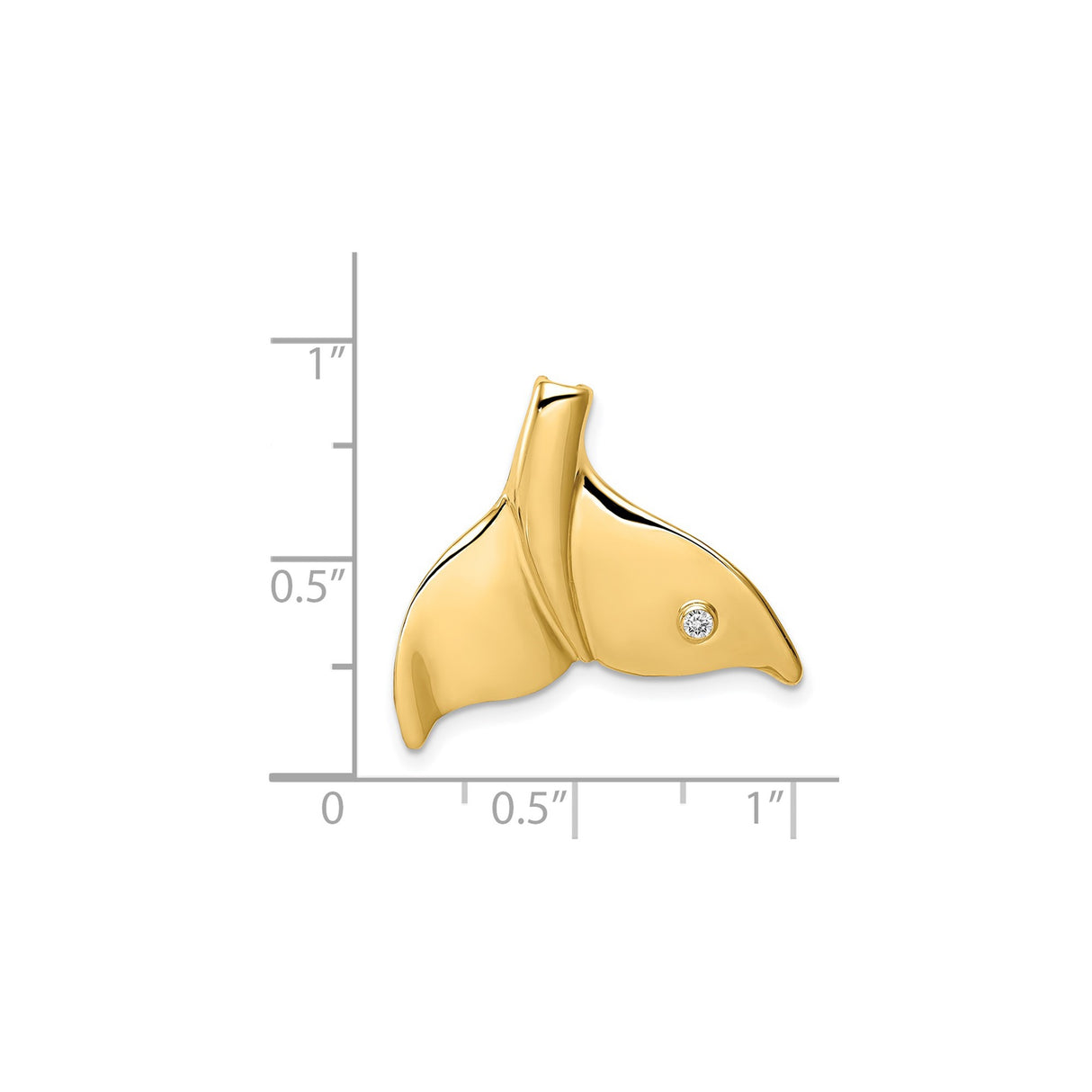 14k Yellow Gold Whale Tail Pendant with Diamond Accent, Nautical Marine Life Charm