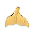 14k Yellow Gold Whale Tail Pendant with Diamond Accent, Nautical Marine Life Charm