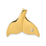 14k Yellow Gold Whale Tail Pendant with Diamond Accent, Nautical Marine Life Charm