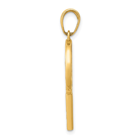 14k Yellow Gold Lollipop Pendant with Colorful Enamel Swirls, Candy-Inspired Whimsical Charm