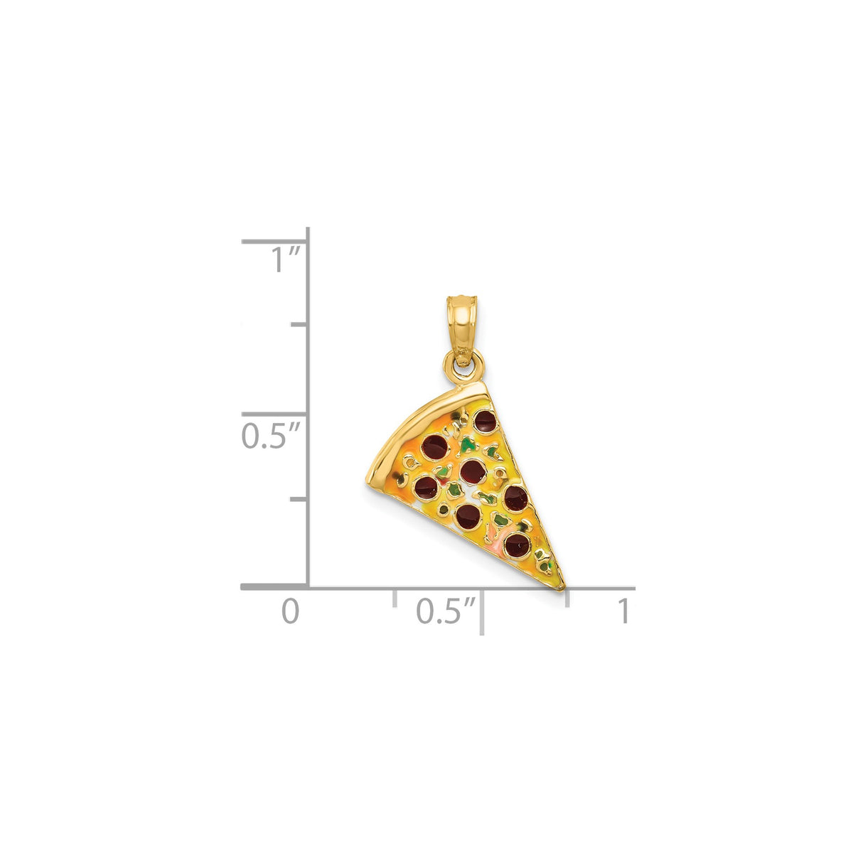 14k Yellow Gold Pizza Slice Pendant with Colorful Enamel Toppings, Fun Food Jewelry Charm