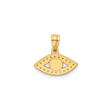 14k Yellow Gold Evil Eye Pendant with Blue and Black Design, Protection Talisman for Women