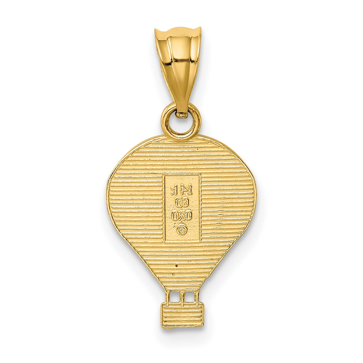 Multi-Color Hot Air Balloon Charm Pendant in Real 14k Yellow Gold