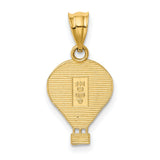Multi-Color Hot Air Balloon Charm Pendant in Real 14k Yellow Gold