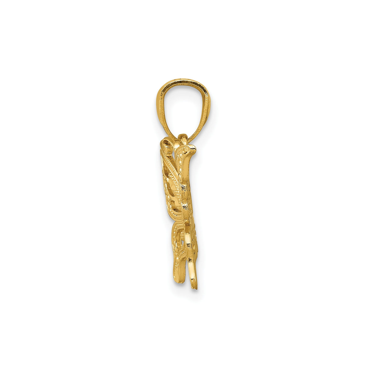14k Yellow Gold Butterfly Pendant with Intricate Filigree Design for Women