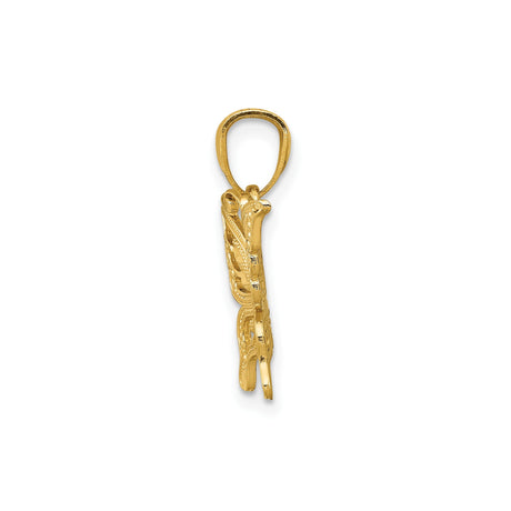 14k Yellow Gold Butterfly Pendant with Intricate Filigree Design for Women