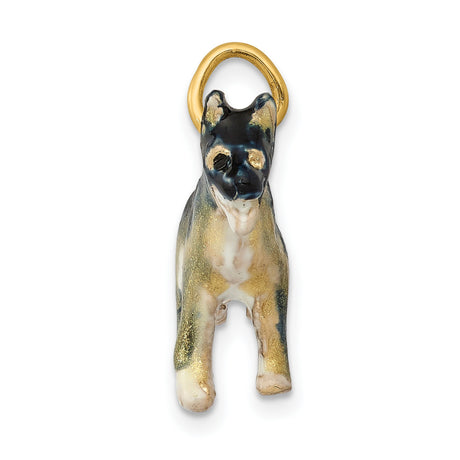 14k Yellow Gold German Shepherd Pendant with Enamel Accents, Dog Charm for Pet Lovers