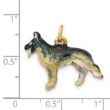 14k Yellow Gold German Shepherd Pendant with Enamel Accents, Dog Charm for Pet Lovers