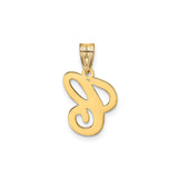 14k Yellow Gold Script Initial B Pendant, Polished Cursive Letter Charm for Women
