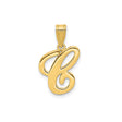 14k Yellow Gold Script Initial B Pendant, Polished Cursive Letter Charm for Women
