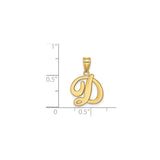 14k Yellow Gold Script Initial D Pendant, Polished Cursive Letter Charm for Women