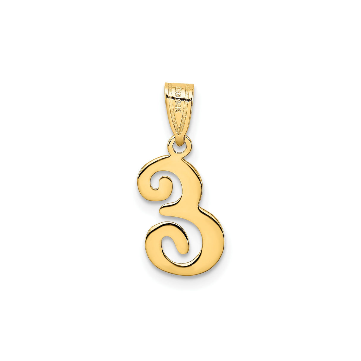 14k Yellow Gold Script E Initial Pendant with Swirl Design for Women