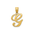 14k Yellow Gold Initial G Pendant, Script Letter Charm with Polished Finish for Women