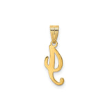 14k Yellow Gold Script Letter J Pendant, Polished Cursive Initial Charm for Women