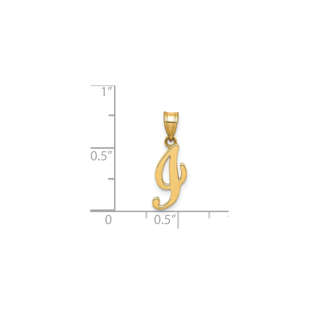 14k Yellow Gold Script Letter J Pendant, Polished Cursive Initial Charm for Women
