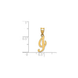 14k Yellow Gold Script Letter J Pendant, Polished Cursive Initial Charm for Women