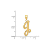 14k Yellow Gold Script Initial J Pendant, Cursive Letter Charm for Women