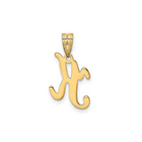 14k Yellow Gold Script Letter K Pendant, Cursive Initial Monogram Charm for Women