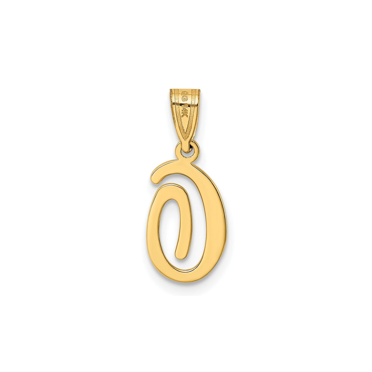 14k Yellow Gold Script Initial G Pendant, Polished Cursive Letter Charm for Women