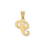 14k Yellow Gold Letter P Pendant, Polished Script Initial Charm for Women or Unisex Wear