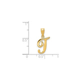 14k Yellow Gold Letter J Pendant, Script Initial Charm for Women or Unisex Wear