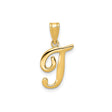 14k Yellow Gold Letter J Pendant, Script Initial Charm for Women or Unisex Wear