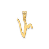14k Yellow Gold Pendant, Script Letter W Charm in Cursive Monogram Style