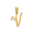 14k Yellow Gold Pendant, Script Letter W Charm in Cursive Monogram Style