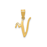14k Yellow Gold Pendant, Script Letter W Charm in Cursive Monogram Style