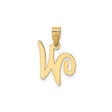 14k Yellow Gold W Initial Pendant, Script Letter Charm, Cursive Alphabet Jewelry