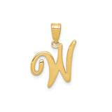 14k Yellow Gold W Initial Pendant, Script Letter Charm, Cursive Alphabet Jewelry