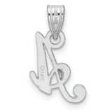 14k White Gold Initial A Pendant, Cursive Letter Charm for Women
